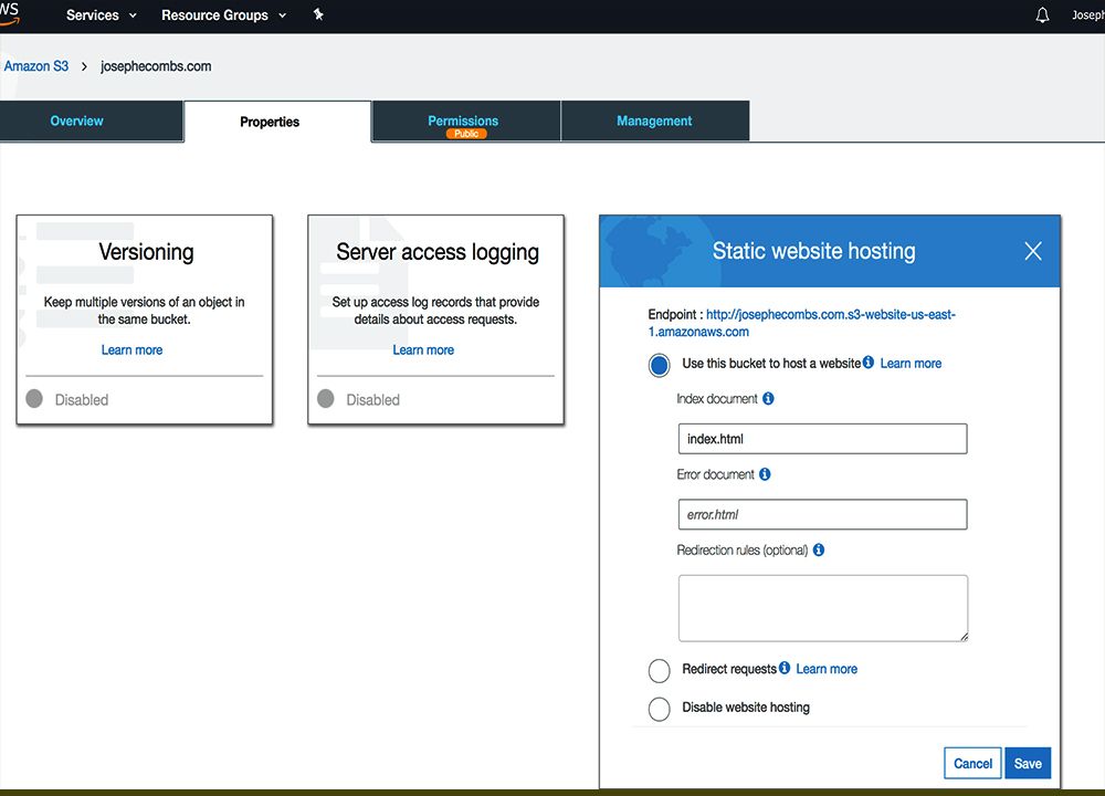 Hosting a Static Website on AWS S3