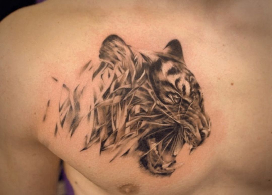 Chest Tiger Tattoo